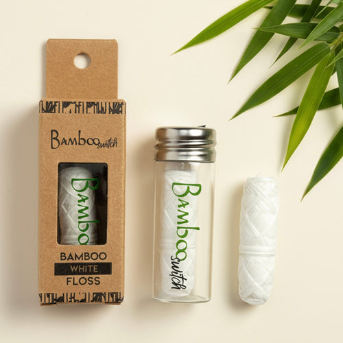 Bamboo White Floss in Glass Container