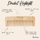 Bamboo Wide Tooth Comb | Pointed Tips