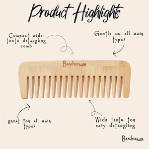 Bamboo Wide Tooth Comb | Pointed Tips