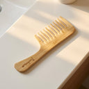 Bamboo Wide Tooth Comb with Handle | Flat Tips