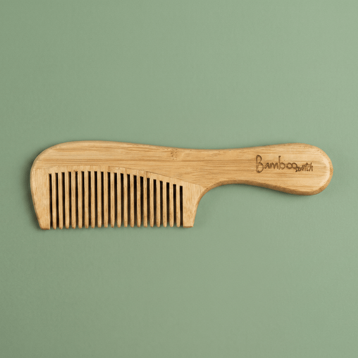 Bamboo Wide Tooth Comb with Handle | Pointed Tips