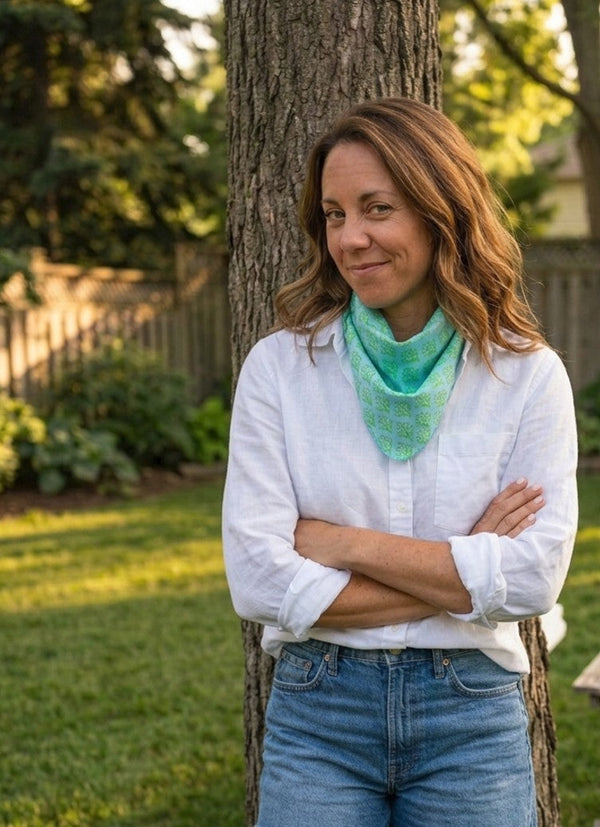 Bandana Scarf - Sunflower Overdye Glacier Blue Square