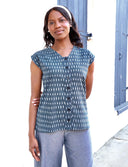 Black Iris Button Top