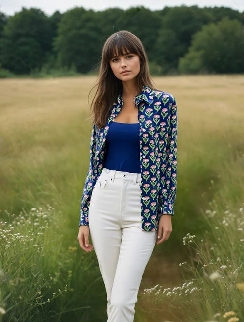 Good Boyfriend Shirt - Carolina Tulip Navy