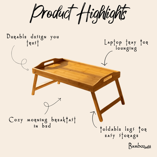 Collapsible Bamboo Bed Tray