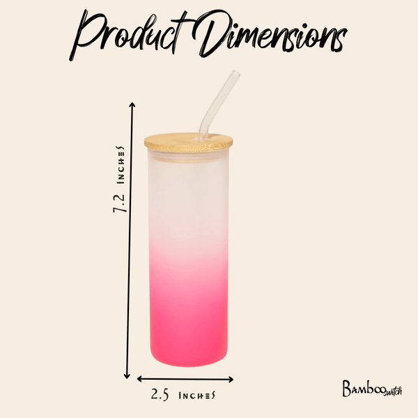 Colored Tall Glass Cup with Glass Straw