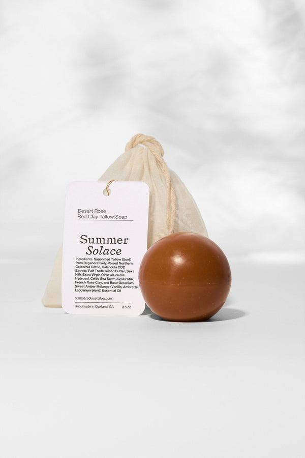 Desert Rose – Red Clay Sphere Soap | Floral & Cacao Butter Infusion