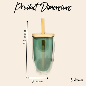 Double-Glass Cup With Bamboo Straw