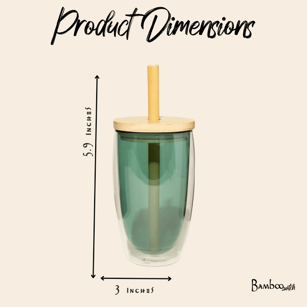 Double-Glass Cup With Bamboo Straw
