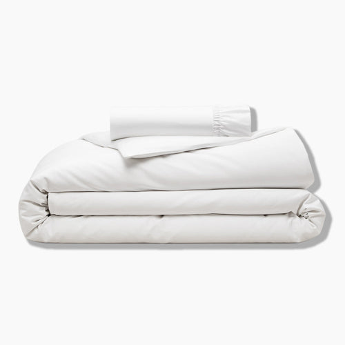 Organic Cotton White Duvet Cover & Fitted Sheet Set
