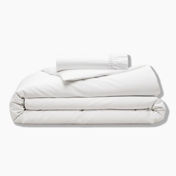 Organic Cotton White Duvet Cover & Fitted Sheet Set
