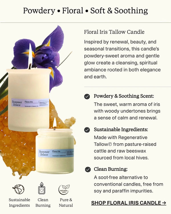 Flora Iris – Tallow Candle with Orris & Palo Santo | 6 oz