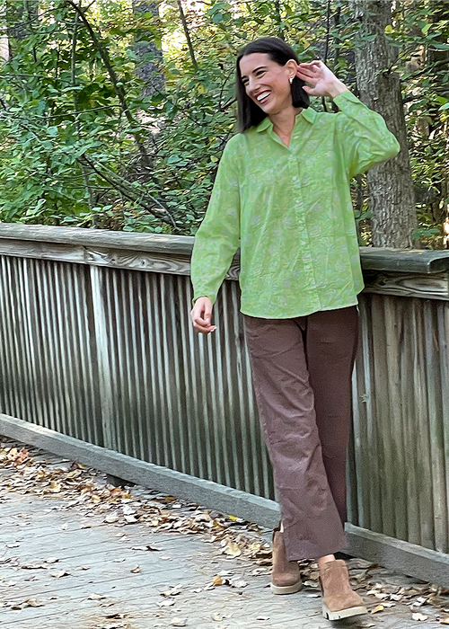 Good Boyfriend Shirt - Floral Escape Olive Oil Overdye