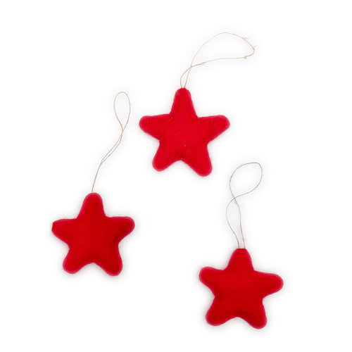 Jumbo Bright Stars Eco Ornaments - Set of 3 - RED