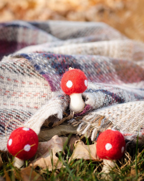 Red Toadstool Ornaments - Set of 3