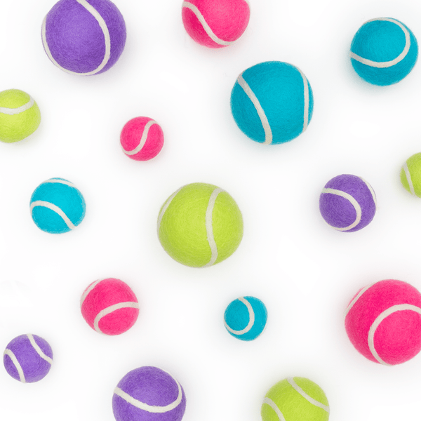 Mini Tennis Wool Balls 1.5 in - Set of 3 - Classic Green