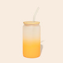 Glass Can Tumbler with Glass Straw