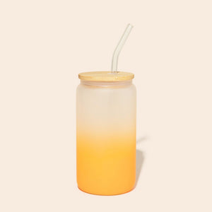 Glass Can Tumbler with Glass Straw
