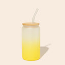 Glass Can Tumbler with Glass Straw
