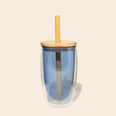 Double-Glass Cup With Bamboo Straw