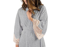 Calla Modal Kimono with Lace, Champagne / Heather Grey