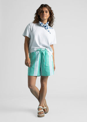 Shore Shorts - Mixed Up Stripe - Seaglass & Cerulean