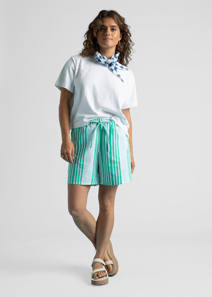 Shore Shorts - Mixed Up Stripe - Seaglass & Cerulean