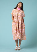 Meadow Dress - Floral Escape in Baked Clay & Neon Pink