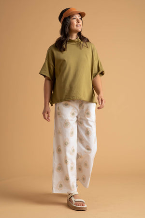 Mare Mock Neck Top - Olive Oil