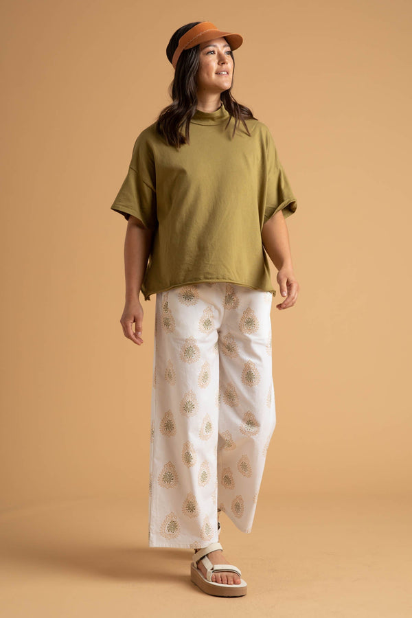 Mare Mock Neck Top - Olive Oil