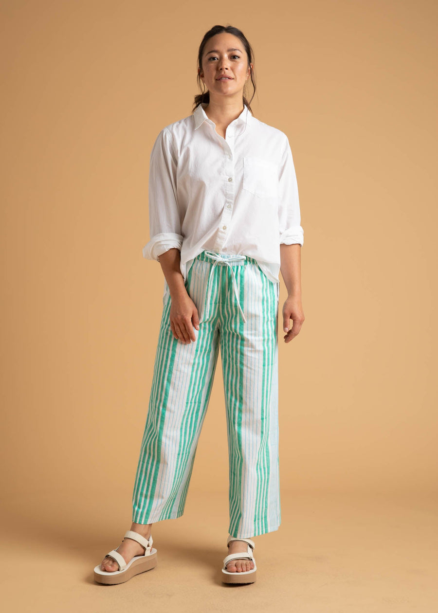 Shore Pant - Mixed Up Stripe - Seaglass & Cerulean