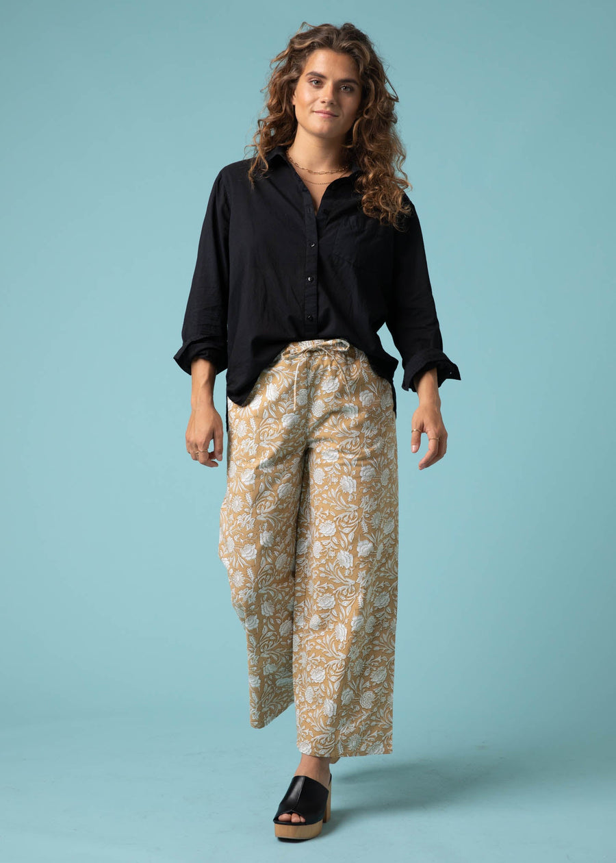 Shore Pant - Floral Escape in Baked Clay & Olive Oil