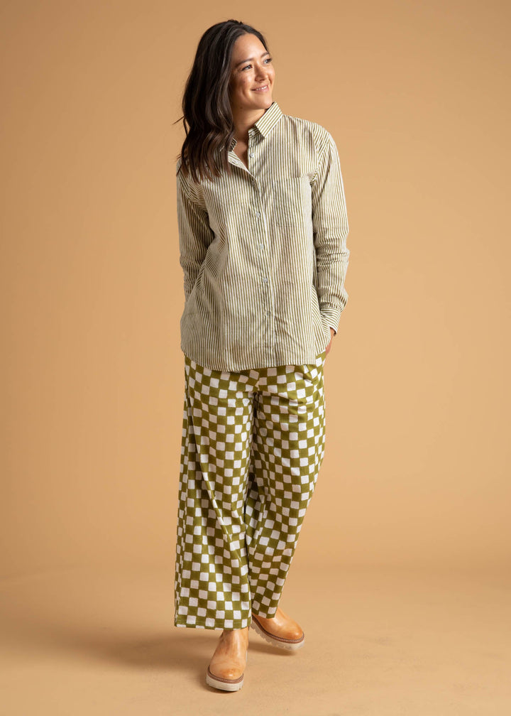 Shore Pant - Checkerboard Olive Oil