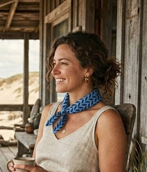 Scarf - Indigo Chevron Square