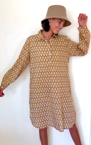 Good Boyfriend ShirtDress - Bee Happy Honeycomb