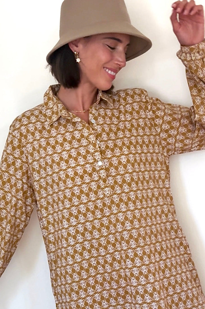 Good Boyfriend ShirtDress - Bee Happy Honeycomb