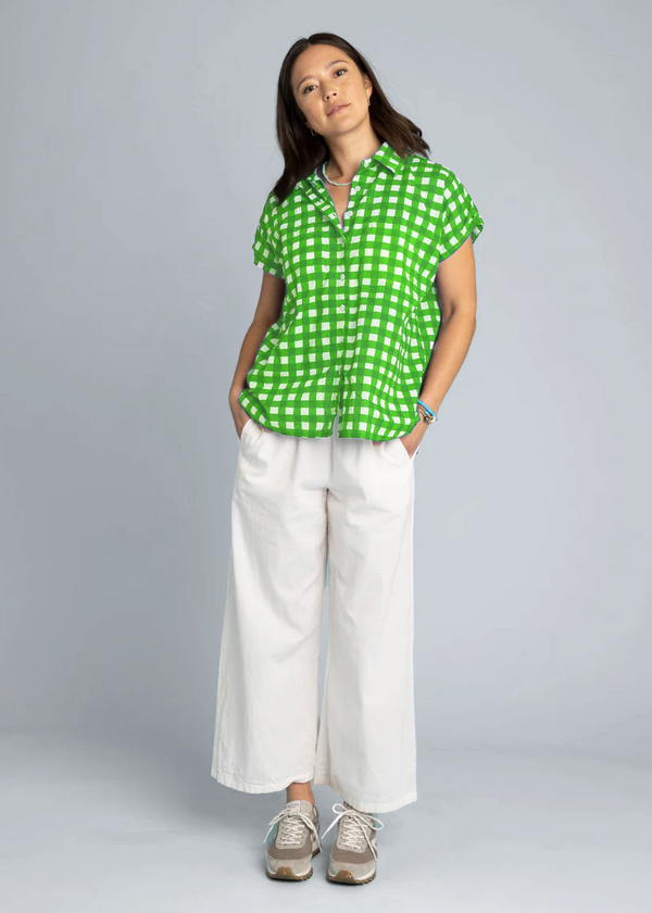 Good Boyfriend Short Sleeve Shirt - Gingham Picnic Kelly Green
