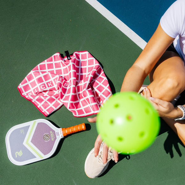Pickleball Towel: Pickleball Net Pink