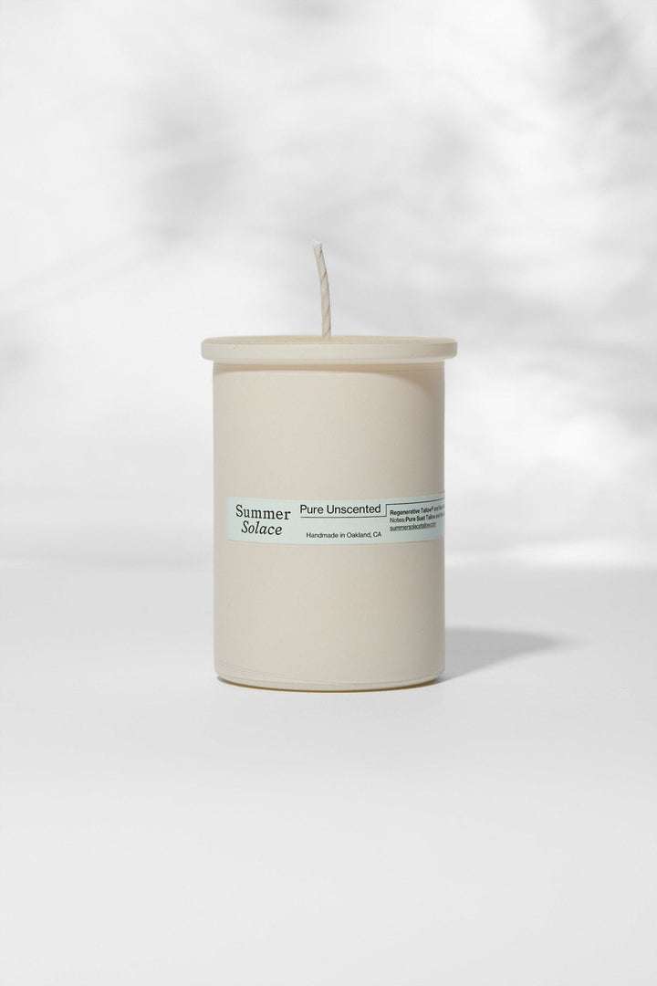 Pure Unscented Tallow Candle – Regenerative Suet & Beeswax | 6 oz