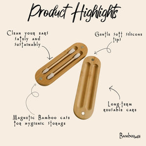 Reusable Bamboo Ear Swabs with Case
