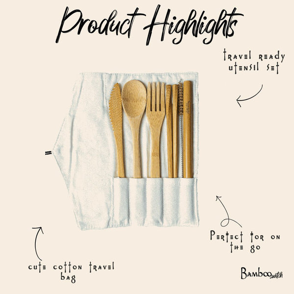 Bamboo Travel Cutlery | Beige