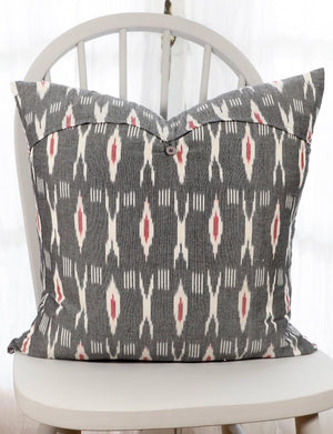 XO Grey & Red Throw Pillow Cover